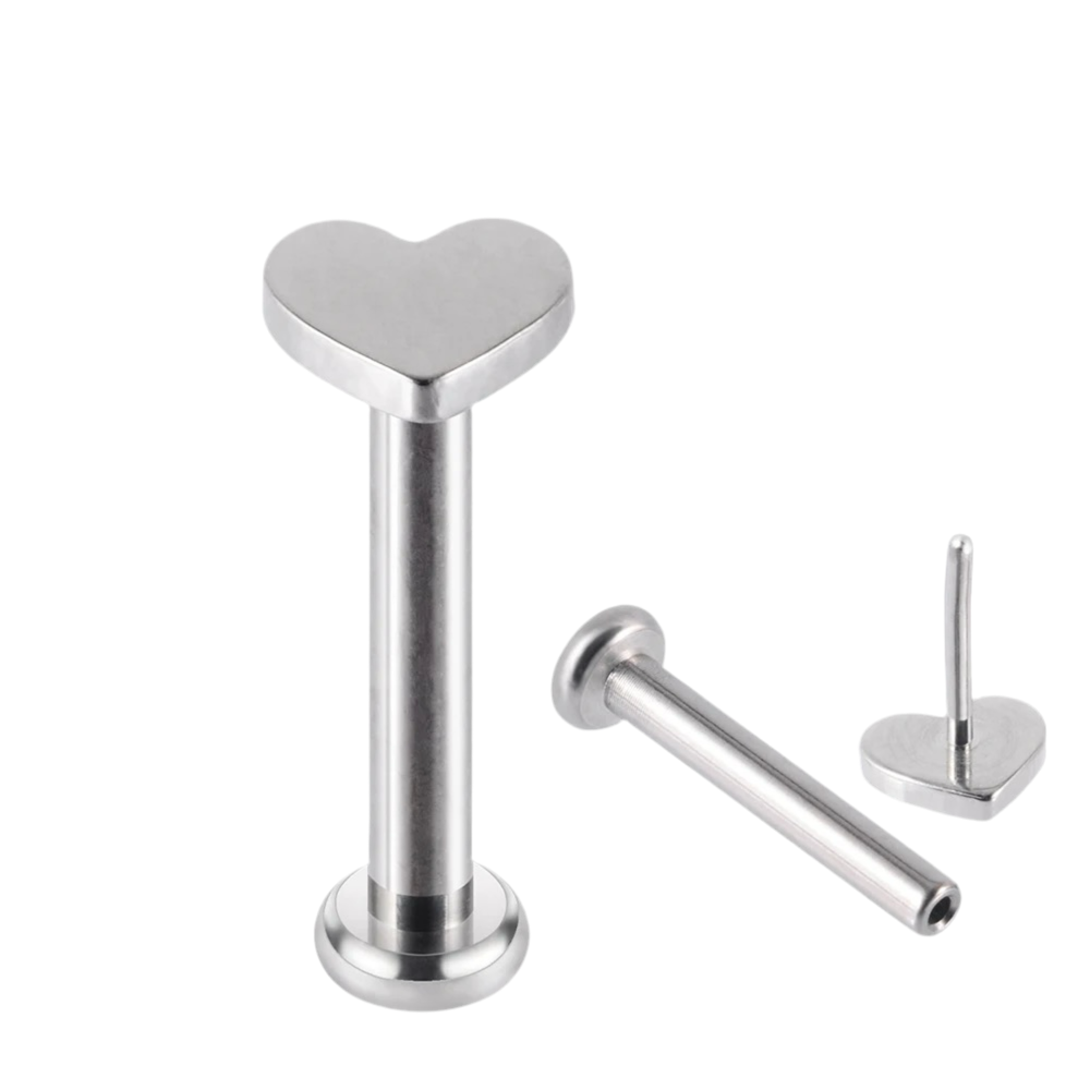 Corazón Plano Plateado Titanio