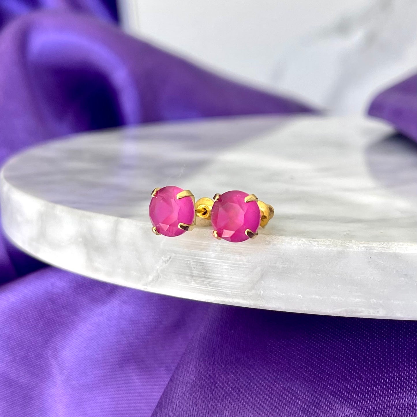 Broqueles Brillo Grande Rosa Fuchsia