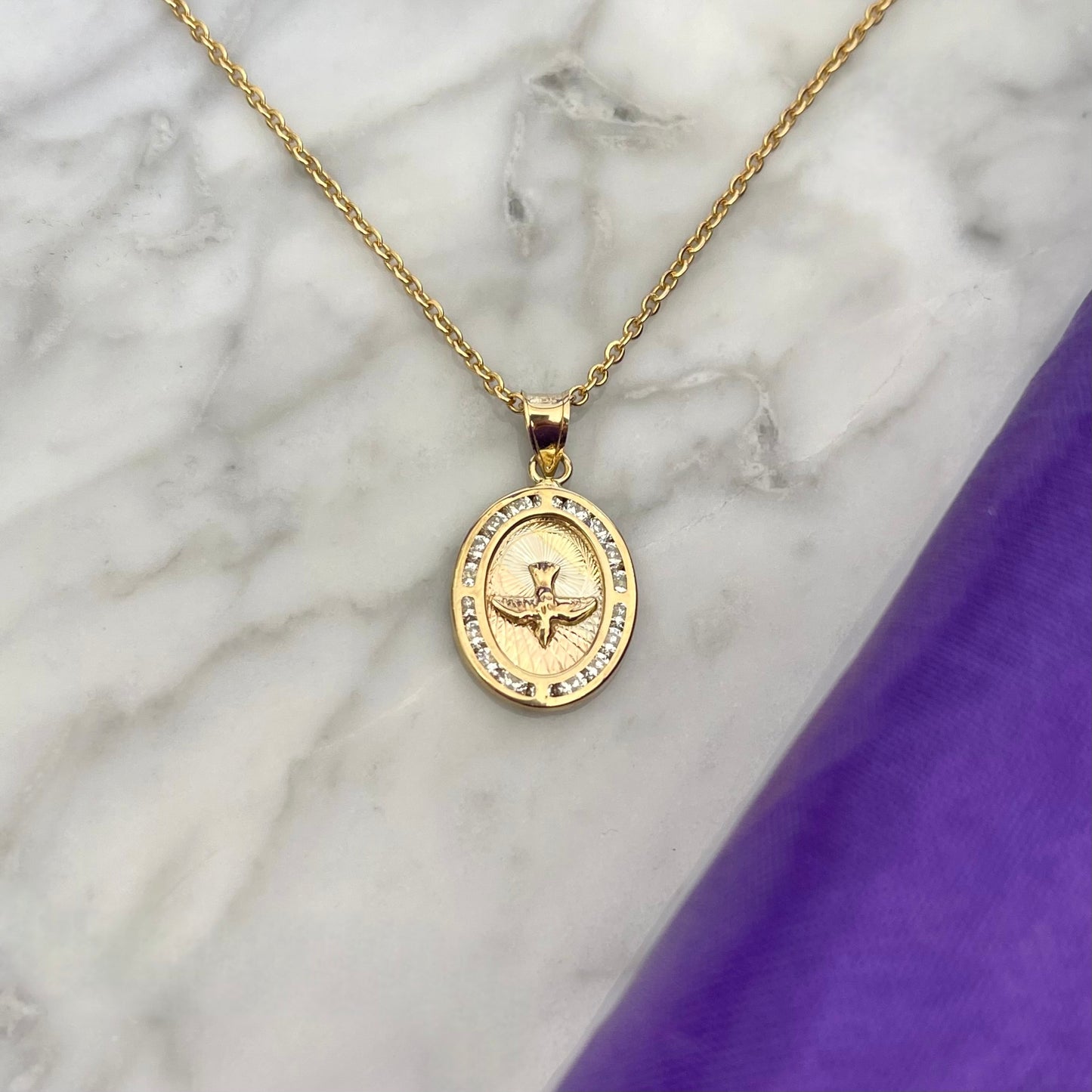 Dije Medalla Florentina Espíritu Santo Oro 10k