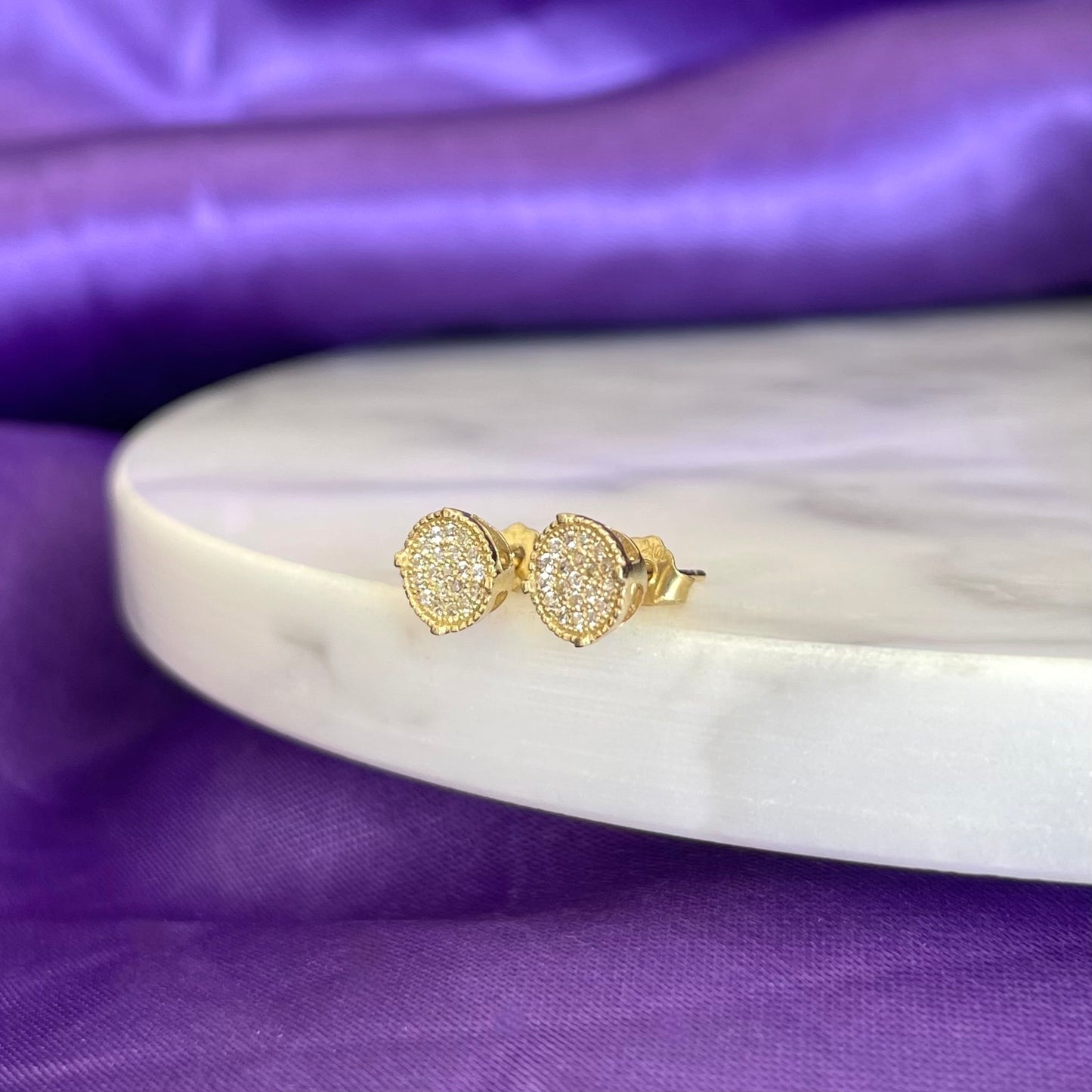 Broqueles Round Shimmer Oro 10k