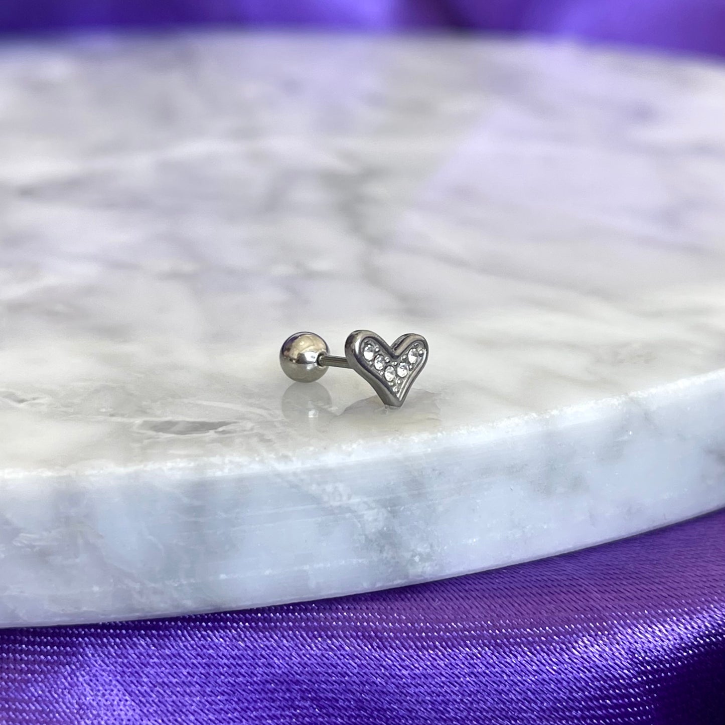 Corazón de Acero Inoxidable Rodio