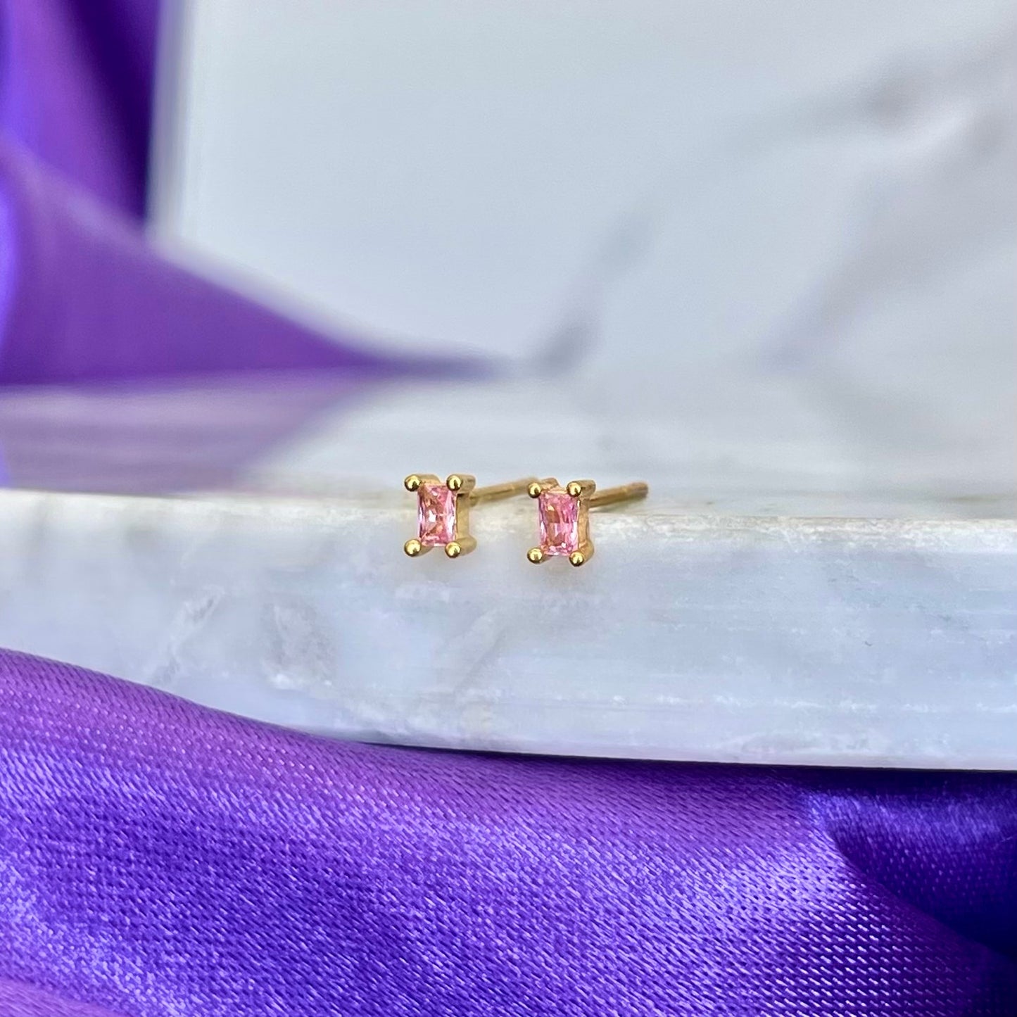 Broqueles Rectangulo Mini Rosa