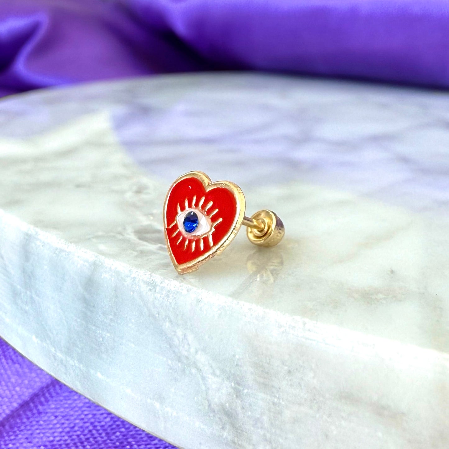 Corazón con Ojo Azul Oro 10k