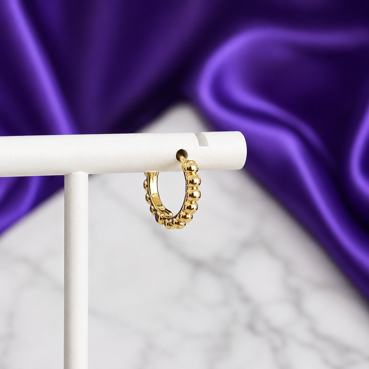 Hoop Bolitas Chapa de Oro 22k