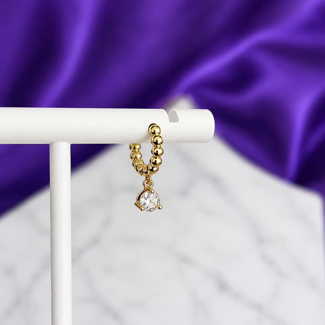 Hoop Bolitas con Zirconia Colgante Chapa de Oro 22k