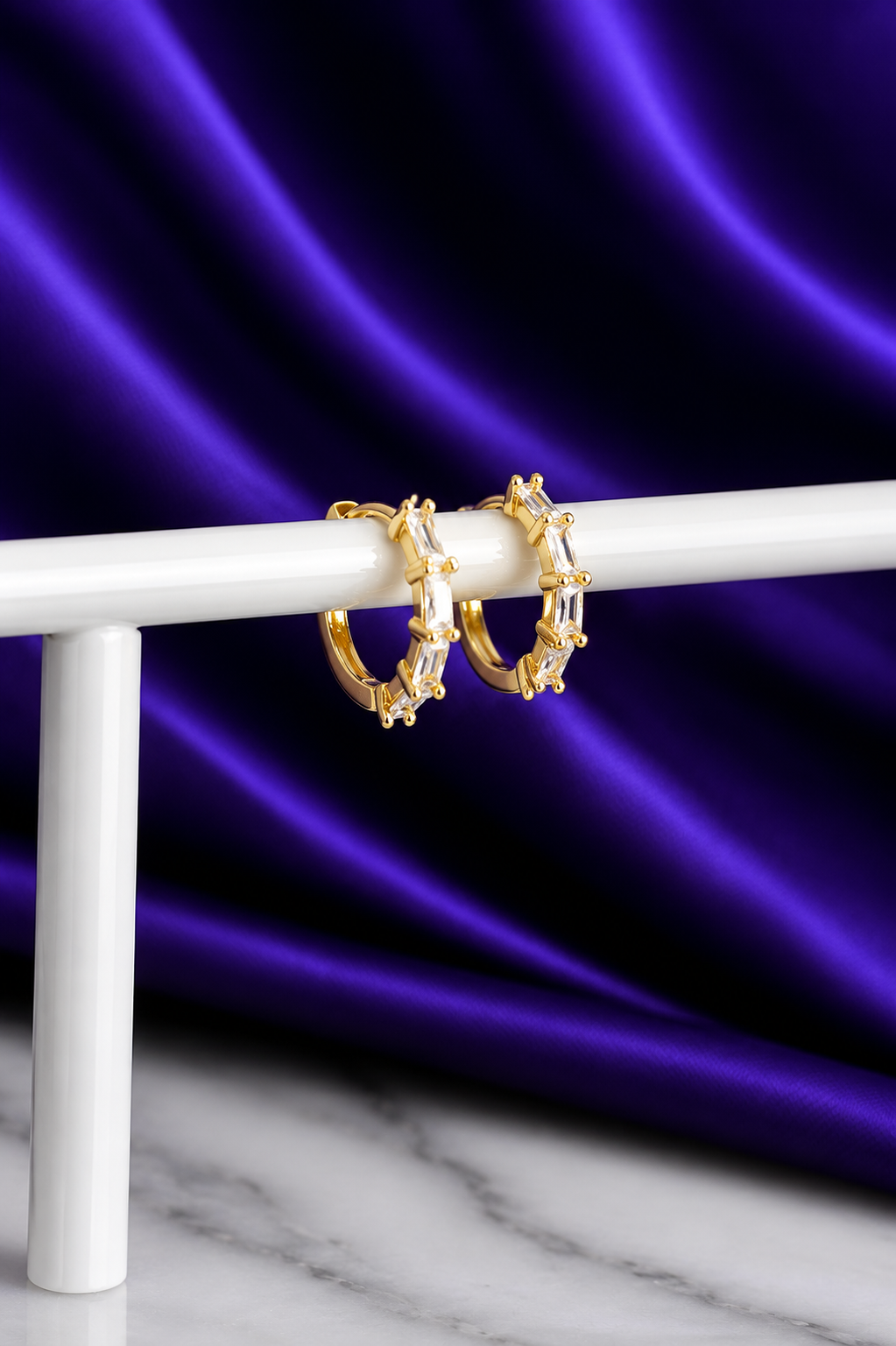 Hoop Quadria Brillo Rectangular Chapa de Oro 22k