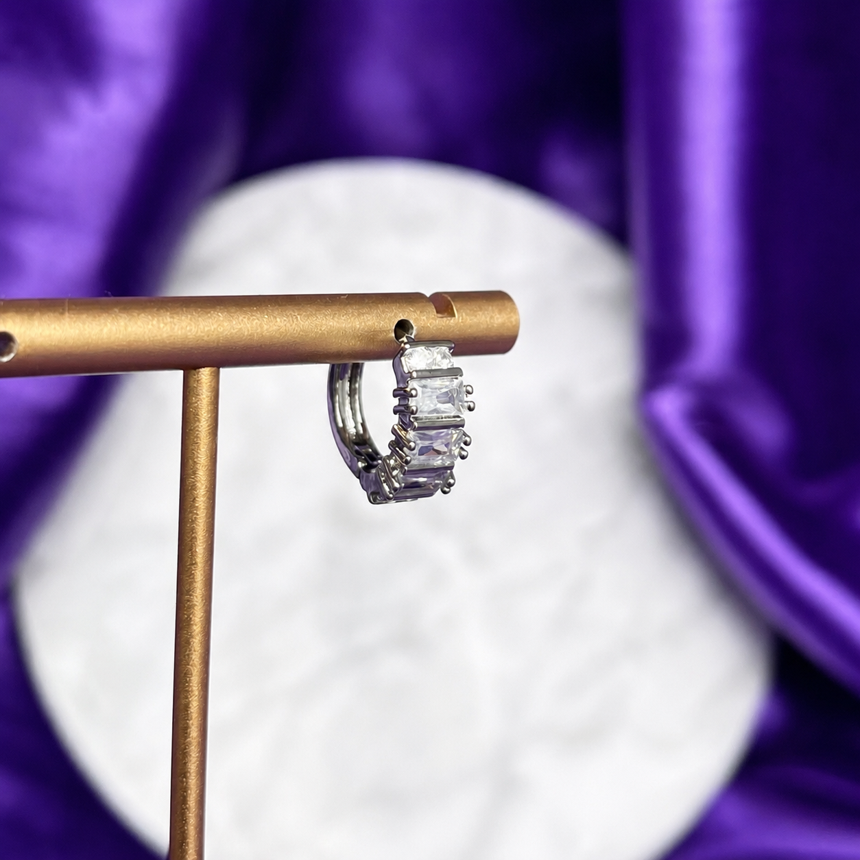 Hoop Diamante Chapa de Rodio 22k