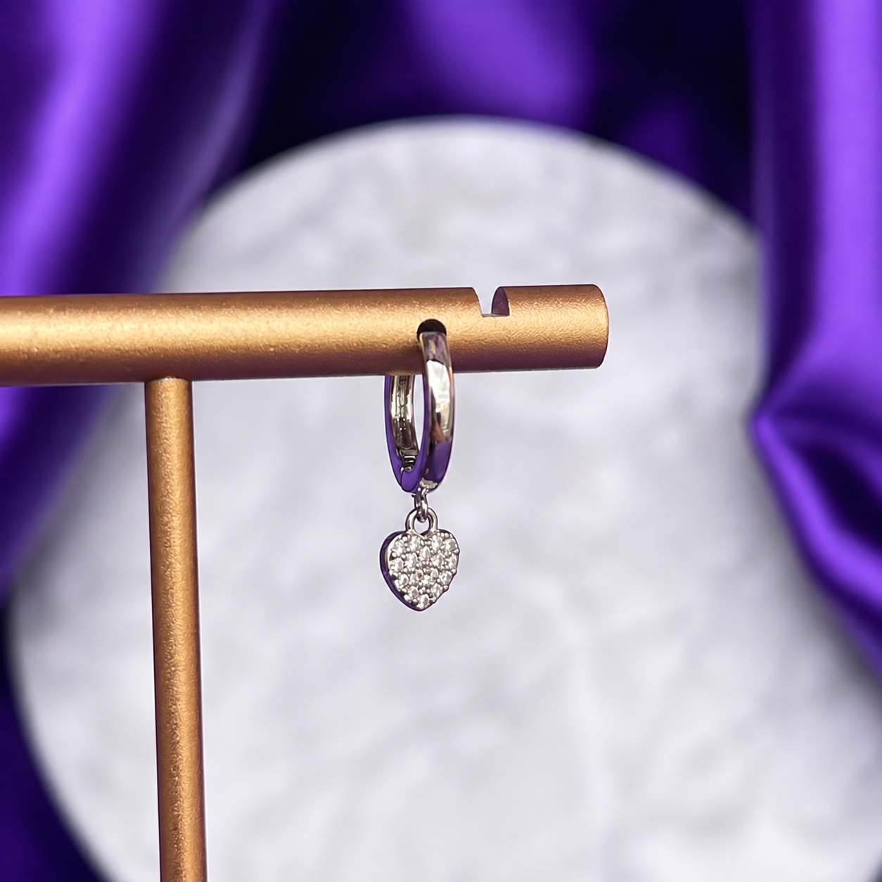 Hoop Corazon Brilloso Chapa de Rodio 22k