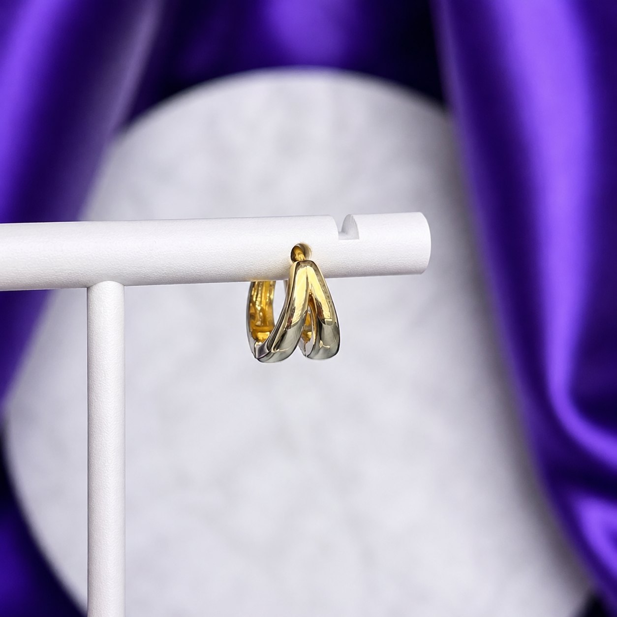 Hoop Doble Lisa Chapa de Oro 22k
