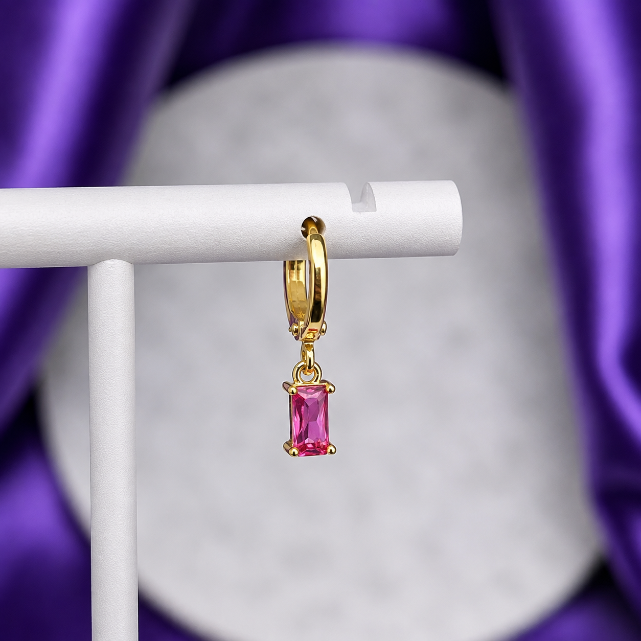 Hoop Cuadrado Rosa Chapa de Oro 22k