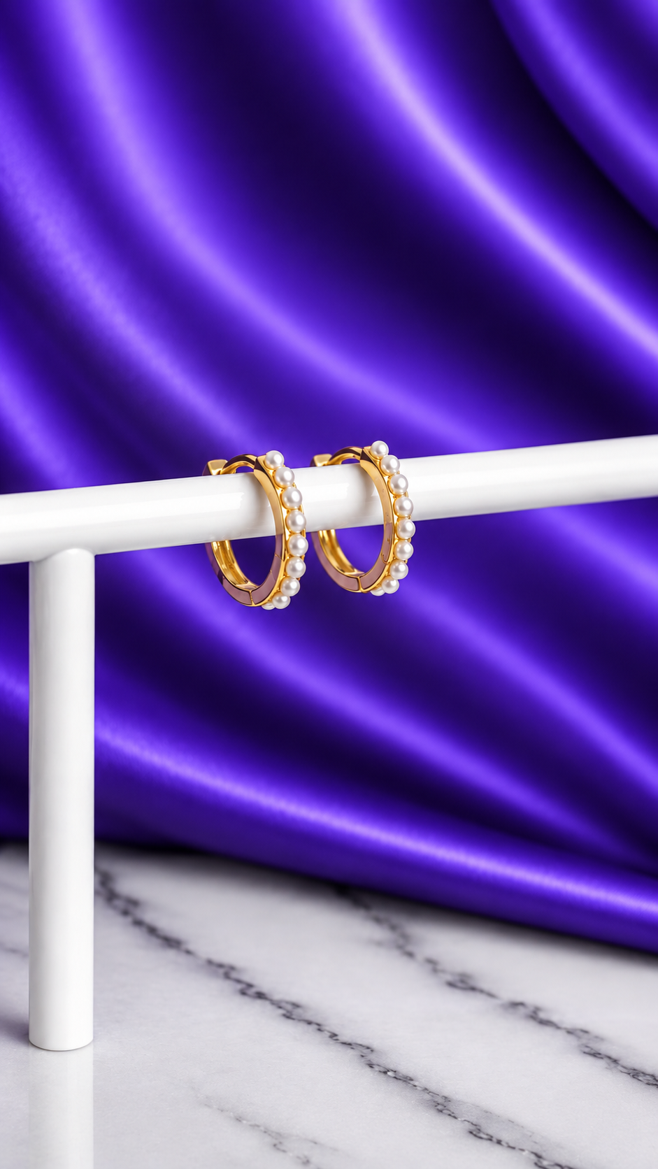 Hoop Perlas Mini 12 mm Chapa de Oro 22k