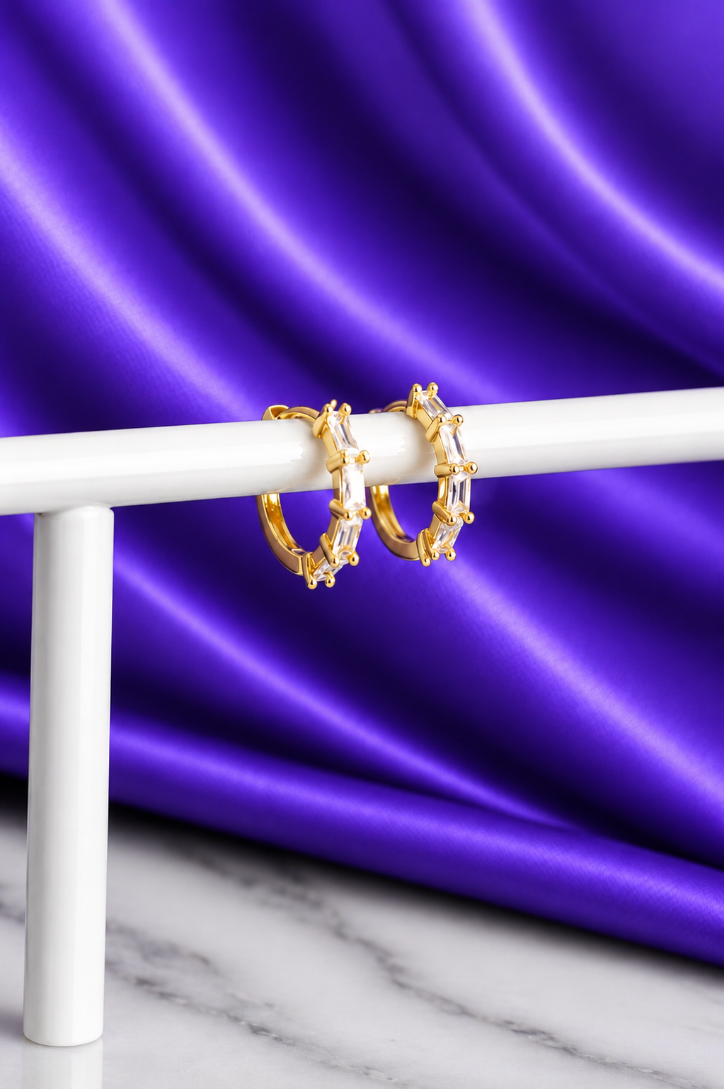 Hoop Quadria Brillo Rectangular Chapa de Oro 22k