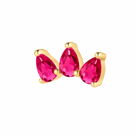 Triple Ruby Piercing Oro 14k