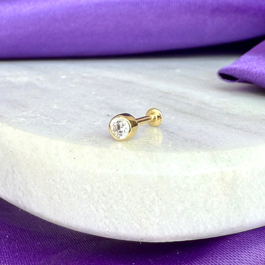 Brillo Blanco Redondo Oro 14k