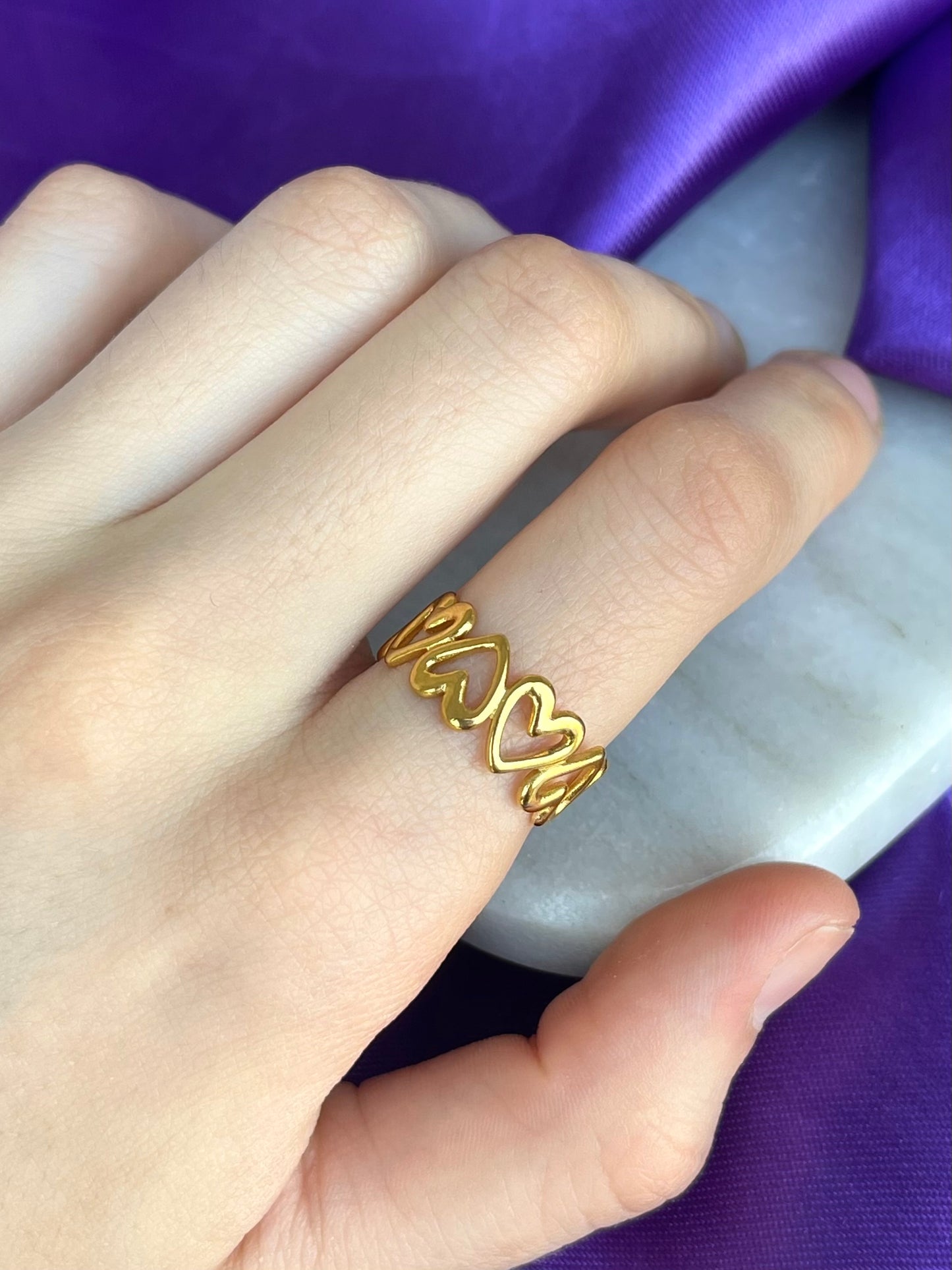 Anillo Corazones Contorno
