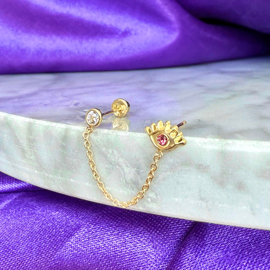 Brillo y Ojo Rosa Chain Oro 10k