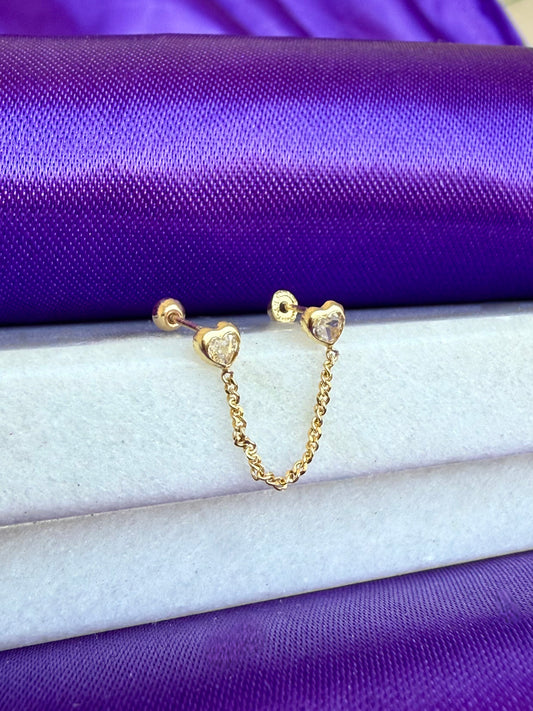 Doble Corazón Chain Oro 10k