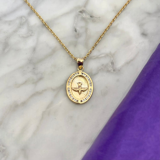 Dije Medalla Florentina Espíritu Santo Oro 10k