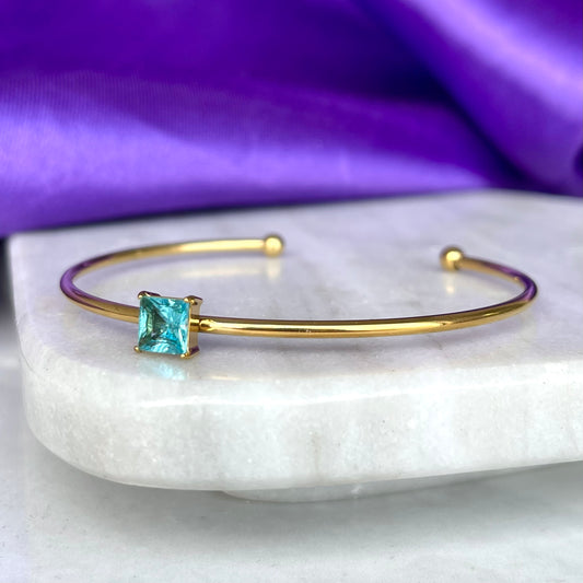 Brazalete Aguamarina Cuadrada