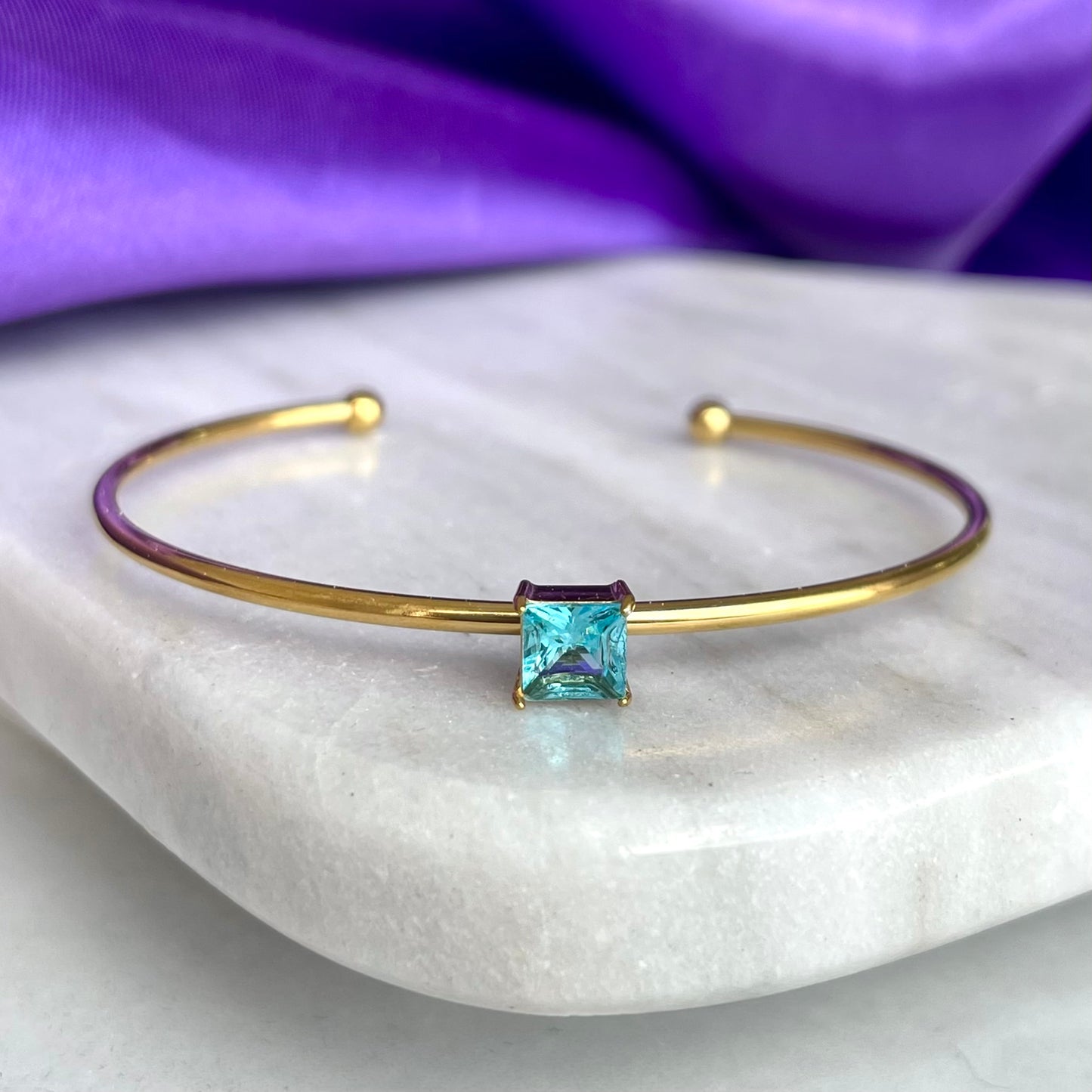 Brazalete Aguamarina Cuadrada