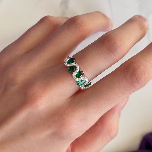 Anillo Emerald Royal Plata