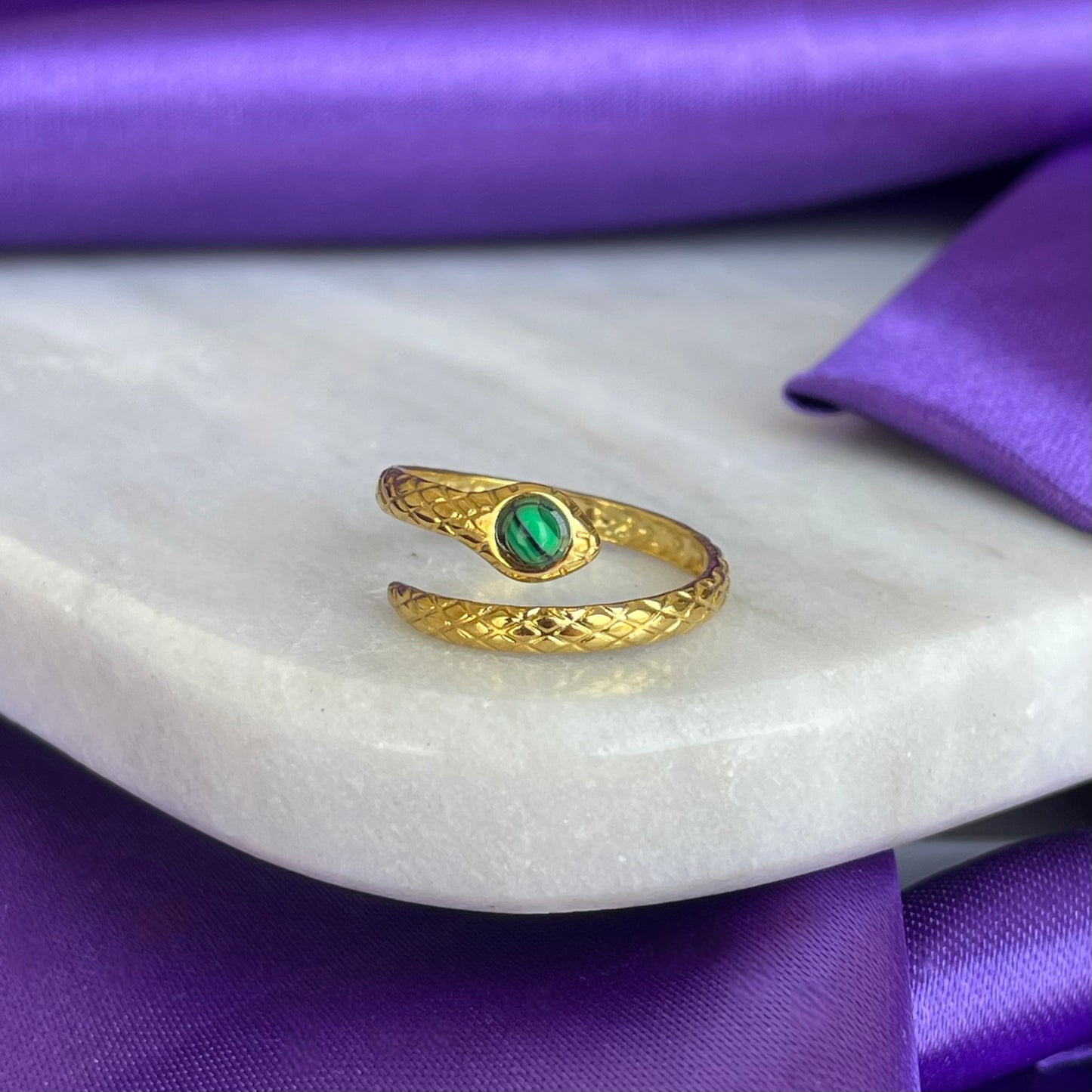 Anillo Serpiente Ojo Verde