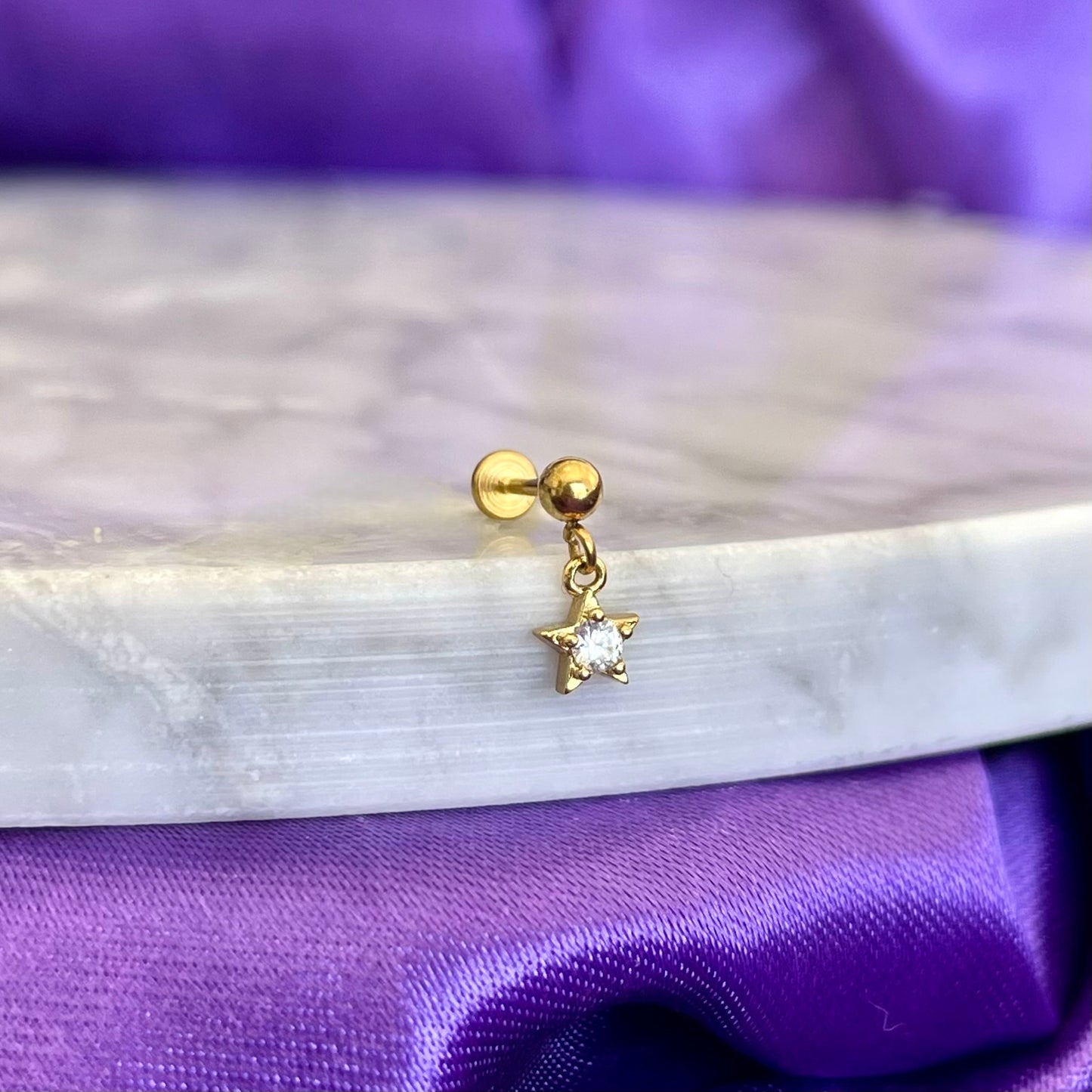 Bolita Dorada con Dije Estrella Spark Acero Inoxidable