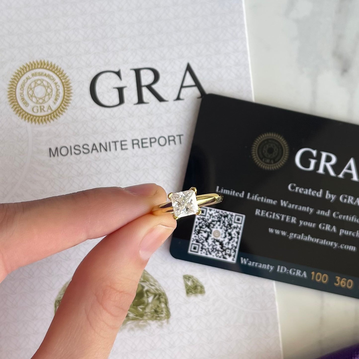 Anillo Corte Princesa Moissanita Plata