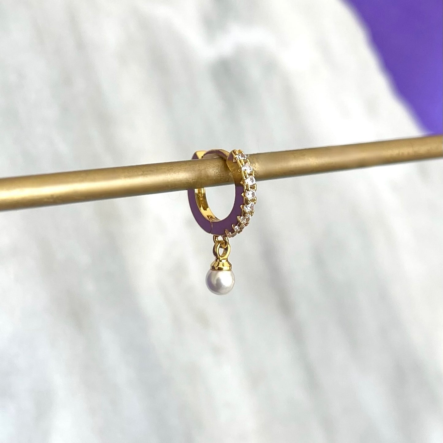 Hoop Brillos Perla Colgante