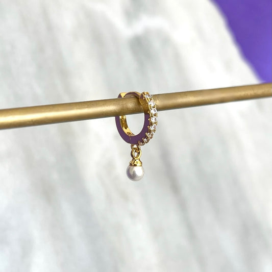 Hoop Brillos Perla Colgante