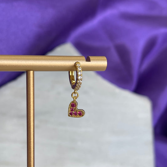 Hoop con Corazón Brillos Rosa