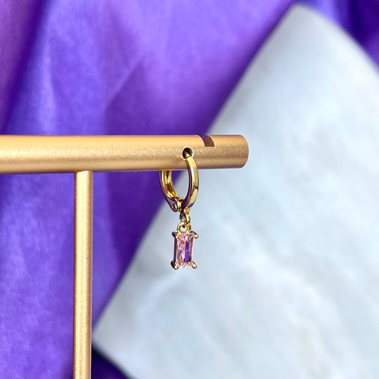 Hoop Lisa Zirconia Rectangular Rosa