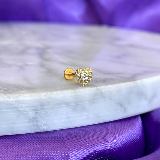 Corazón Inflado Sparkly Acero Inoxidable