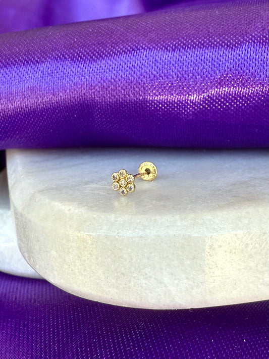 Flor Brillosa Mini Oro 10k