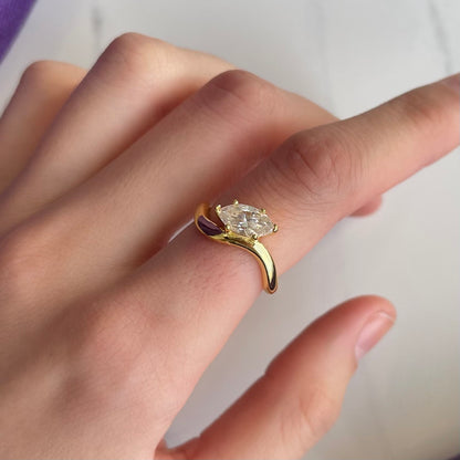 Anillo Marquise Wave Moissanita Plata