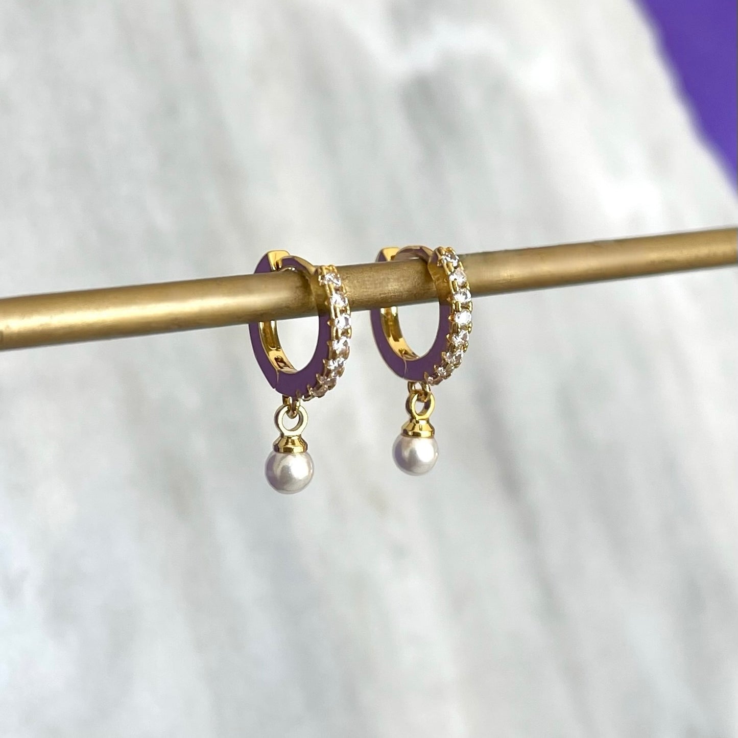 Hoop Brillos Perla Colgante