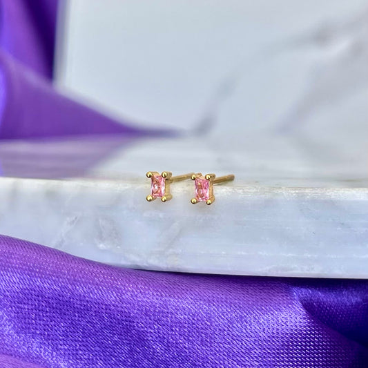 Broqueles  Rectangulo Mini Rosa