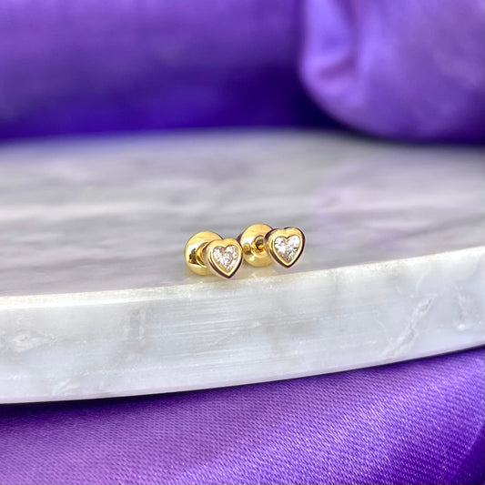 Broqueles Corazón Mini Blanco