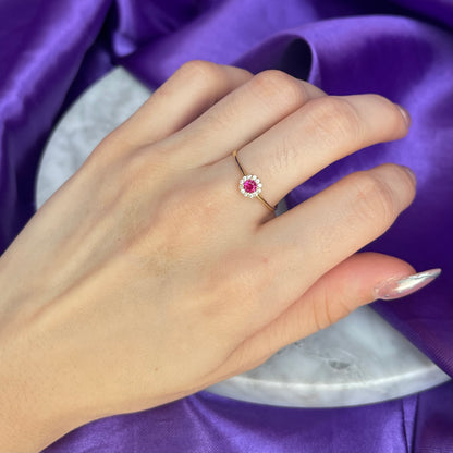 Anillo Brillo Rosa Oro 10k