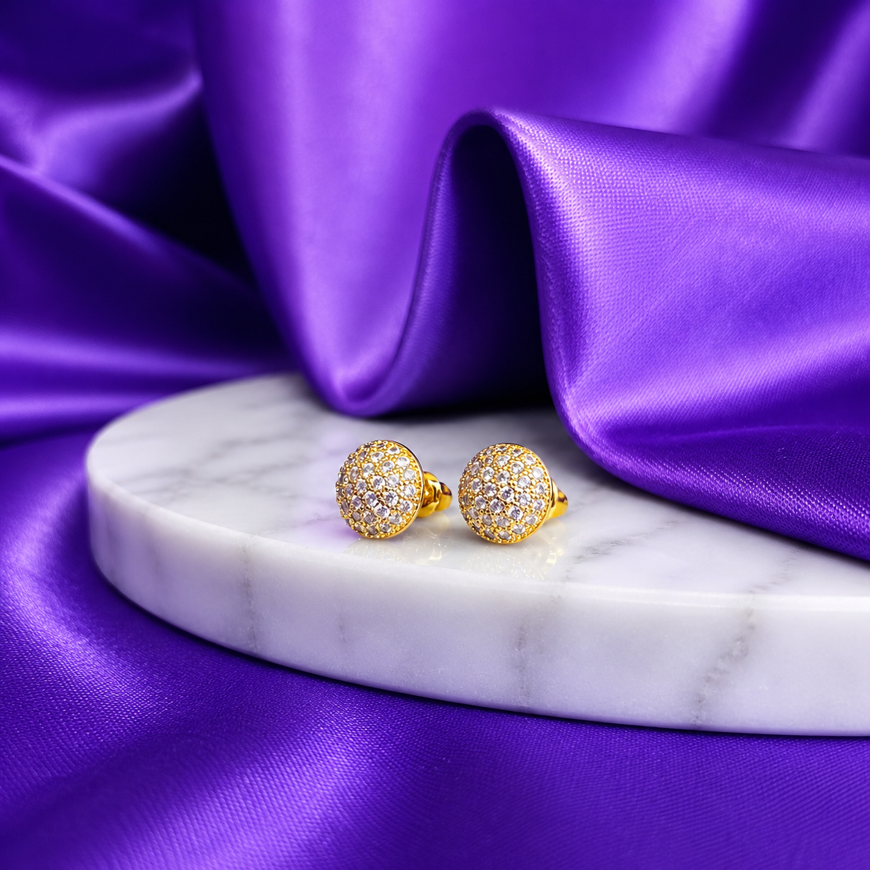 Broquel Esfera Brillos Chapa de Oro 22k
