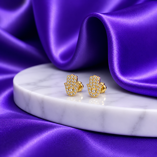 Broquel Mano Fátima Brillos Chapa de Oro 22k