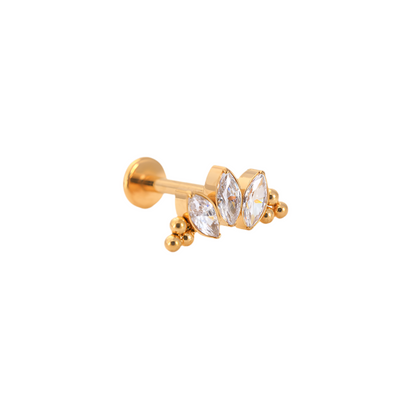 3 Pétalos con Bolitas Dorado Titanio Diseño