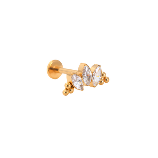 3 Pétalos con Bolitas Dorado Titanio Diseño