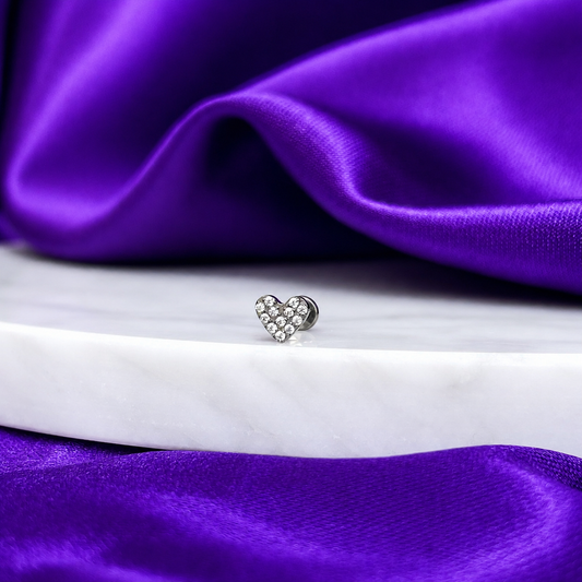 Corazón Brillos Mini Titanio