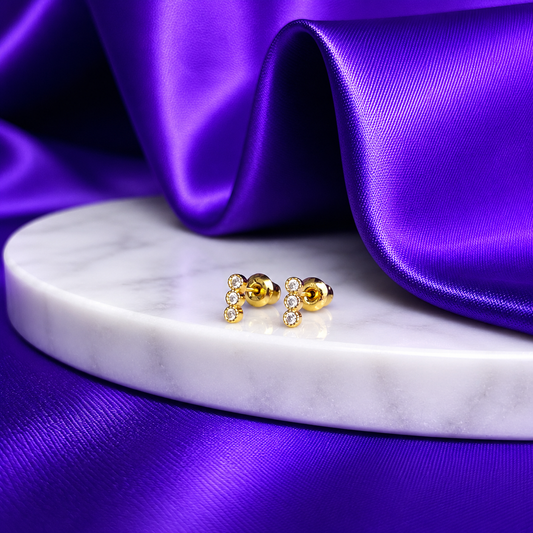 Broquel Triple Esfera Mini Chapa de Oro 22k