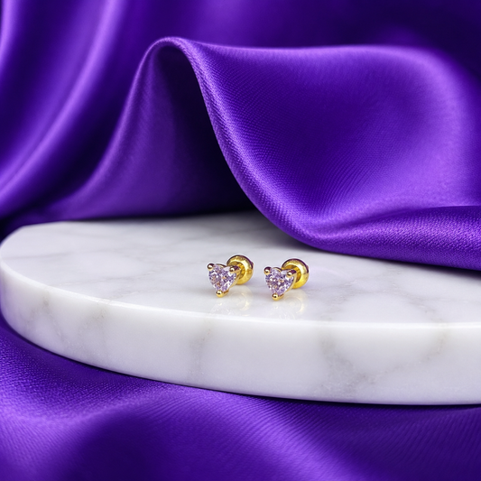 Broquel Corazón Lavanda Mini Chapa de Oro 22k