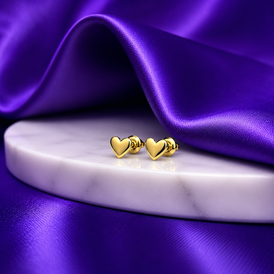 Broquel Corazón Liso Mediano Chapa de Oro 22k