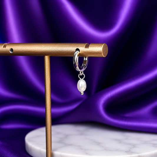 Hoop Pearl Chapa de Rodio 22k