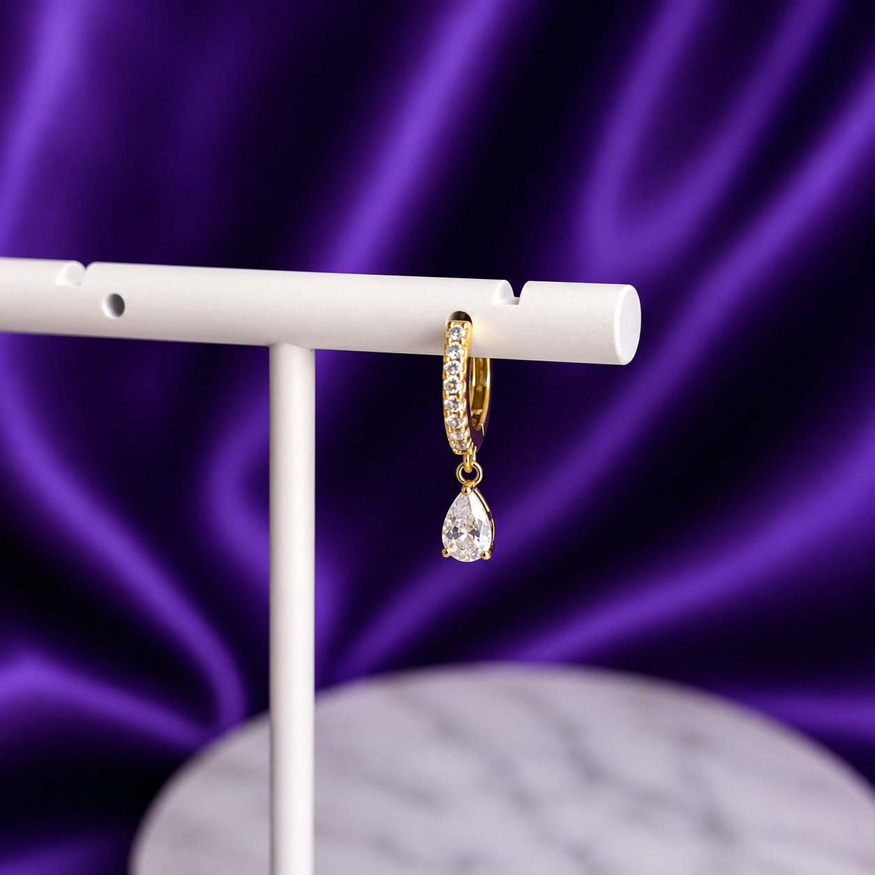 Hoop Cristal Chapa de Oro 22k