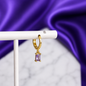 Hoop Lisa Rectángulo Morado Chapa de Oro 22k